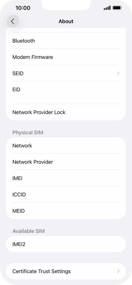 The Network Provider Lock status is displayed next to Network Provider Lock. The Network Provider Lock status is displayed next to Network Provider Lock.