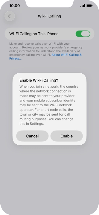 If you turn on the function, press Enable. If you turn on the function, press Enable.