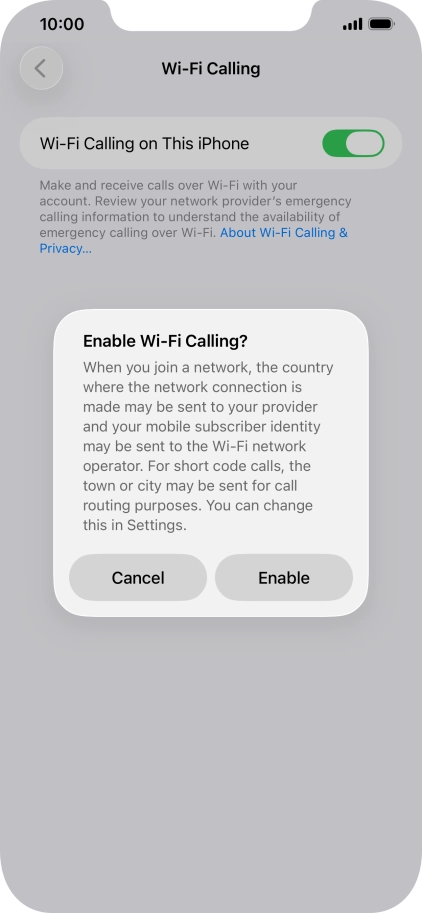 If you turn on the function, press Enable. If you turn on the function, press Enable.