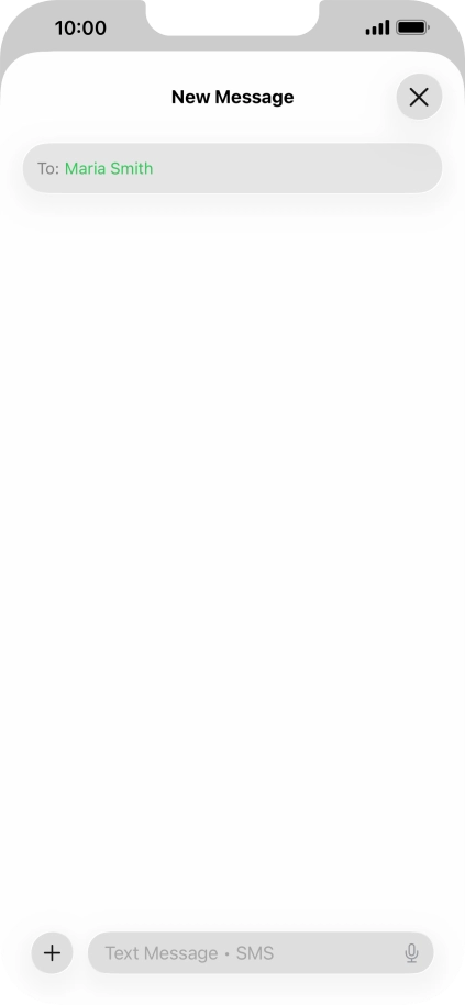 Press the text input field and write the text for your text message. Press the text input field and write the text for your text message.