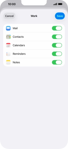 Press the indicators next to the required data types to turn synchronisation of each data type on or off. Press the indicators next to the required data types to turn synchronisation of each data type on or off.