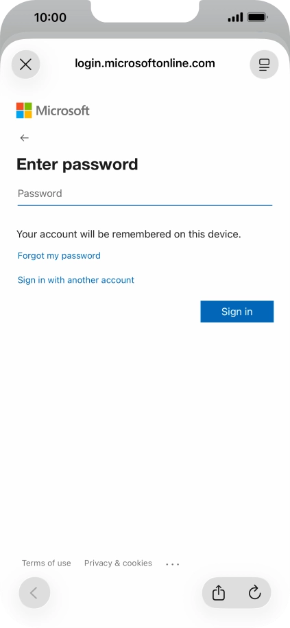 Press Password and key in the password for your email account. Press Password and key in the password for your email account.