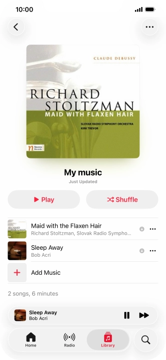 Press the song title. Press the song title.