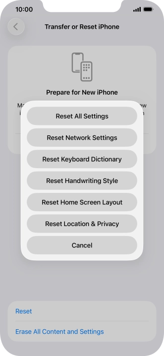 Press Reset All Settings. Press Reset All Settings.