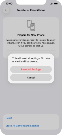 Press Reset All Settings. Press Reset All Settings.