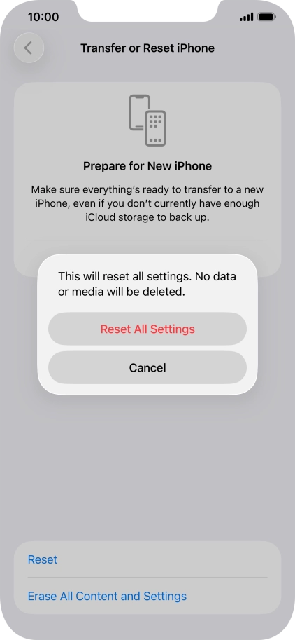 Press Reset All Settings. Press Reset All Settings.