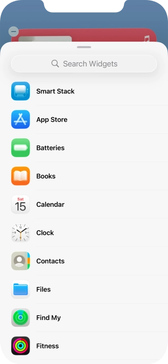 Press the required widget. Press the required widget.