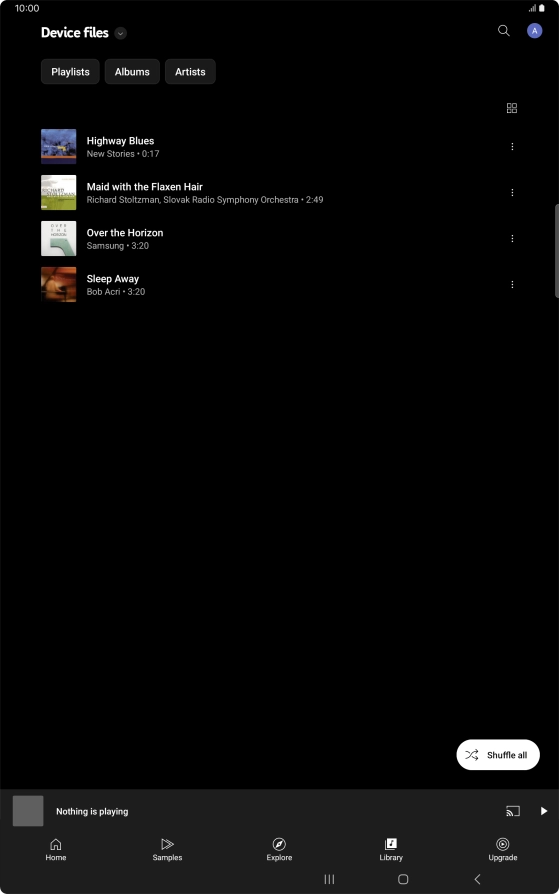 Press the required audio file. Press the required audio file.