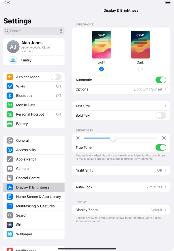 If you turn on the function, press Options and follow the instructions on the screen to select the required period of time for Dark Mode. If you turn on the function, press Options and follow the instructions on the screen to select the required period of time for Dark Mode.