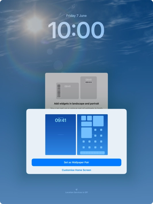 To use the same colour theme on the home screen, press Set as Wallpaper Pair. To use the same colour theme on the home screen, press Set as Wallpaper Pair.