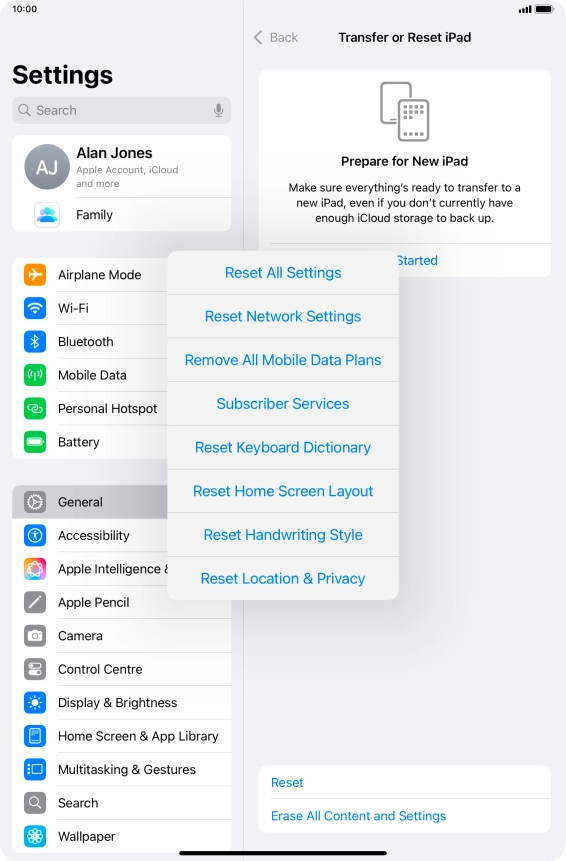 Press Reset All Settings. Press Reset All Settings.