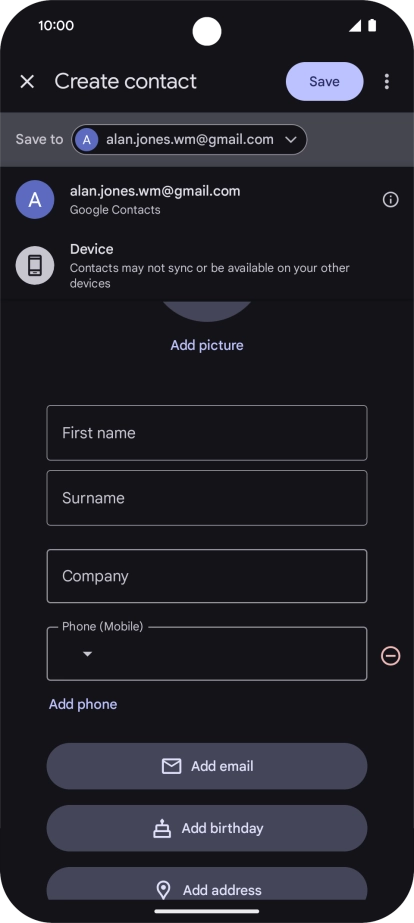 Press the required Google account. Press the required Google account.
