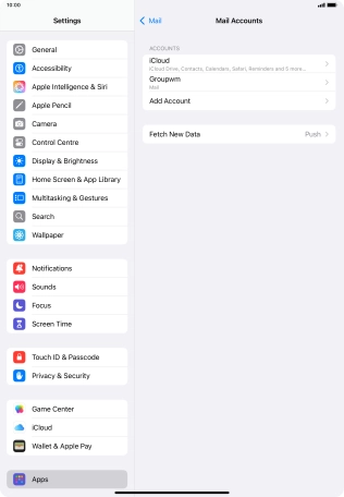 Press the name of the email account you've just set up. Press the name of the email account you've just set up.