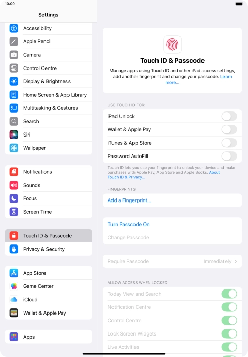 Press Add a Fingerprint... and follow the instructions on the screen to add your fingerprint. Press Add a Fingerprint... and follow the instructions on the screen to add your fingerprint.