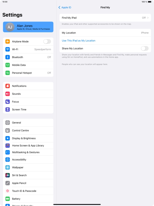 Press Find My iPad. Press Find My iPad.