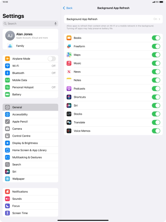 Press Background App Refresh. Press Background App Refresh.