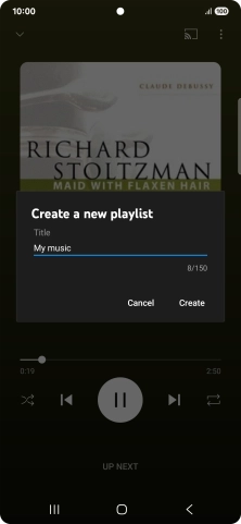 Key in a name for the playlist and press Create. Key in a name for the playlist and press Create.