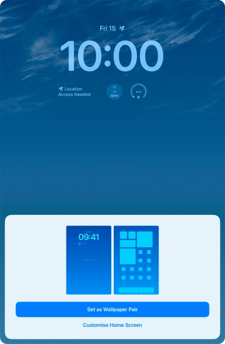 To use the same colour theme on the home screen, press Set as Wallpaper Pair. To use the same colour theme on the home screen, press Set as Wallpaper Pair.