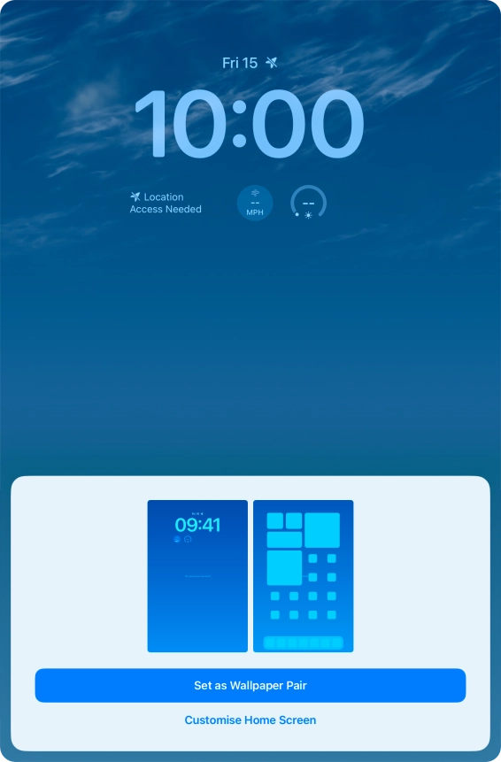 To use the same colour theme on the home screen, press Set as Wallpaper Pair. To use the same colour theme on the home screen, press Set as Wallpaper Pair.