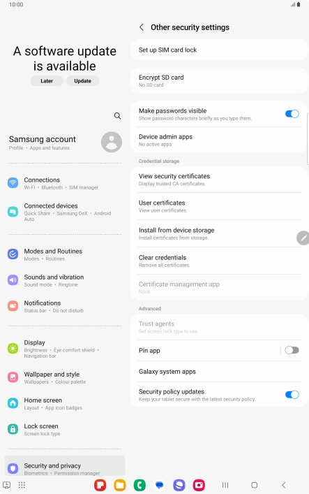 Press Set up SIM card lock. Press Set up SIM card lock.