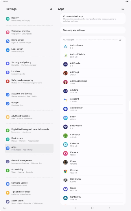 Press the required app. Press the required app.