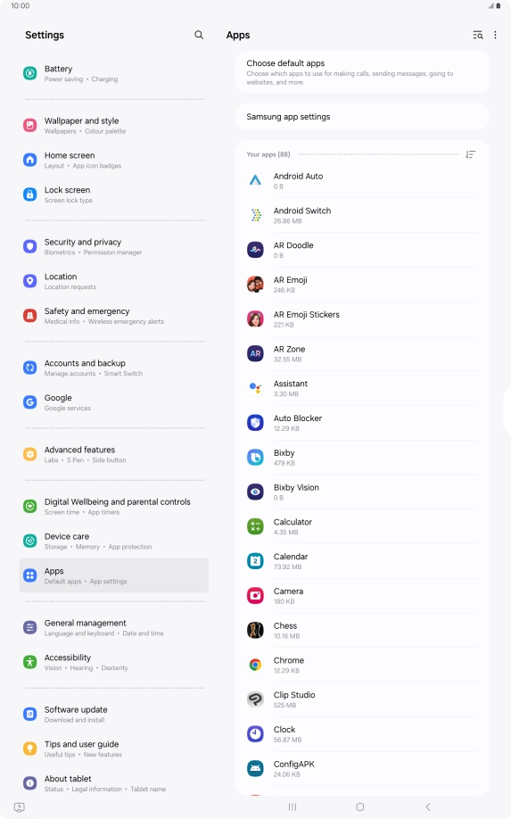 Press the required app. Press the required app.