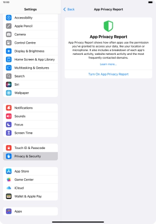 Press Turn On App Privacy Report to turn on the function. Press Turn On App Privacy Report to turn on the function.