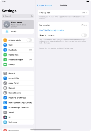 Press Find My iPad. Press Find My iPad.