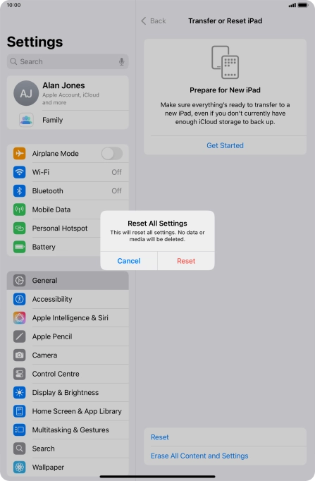 Press Reset. Press Reset.