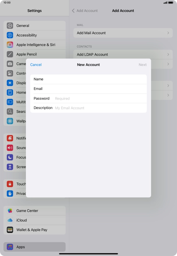 Press Password and key in the password for your email account. Press Password and key in the password for your email account.