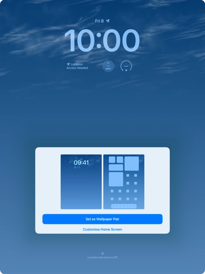 To use the same colour theme on the home screen, press Set as Wallpaper Pair. To use the same colour theme on the home screen, press Set as Wallpaper Pair.