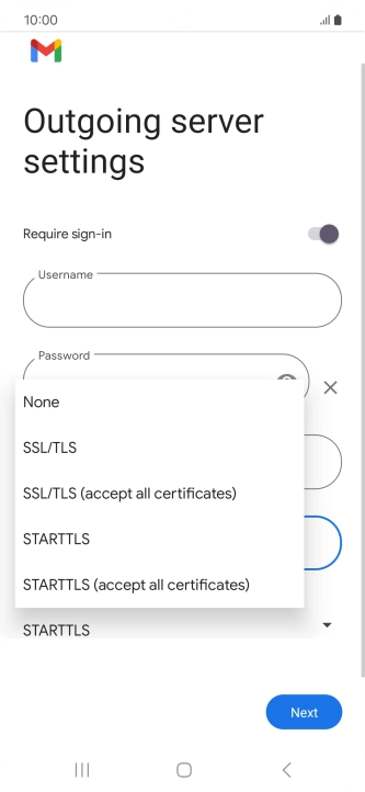 Press SSL/TLS. Press SSL/TLS.