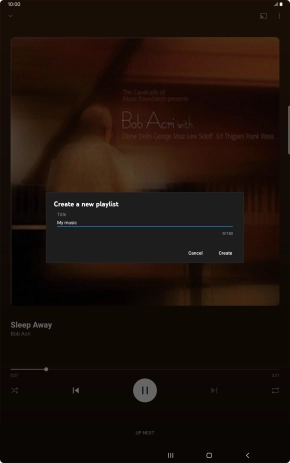 Key in a name for the playlist and press Create. Key in a name for the playlist and press Create.