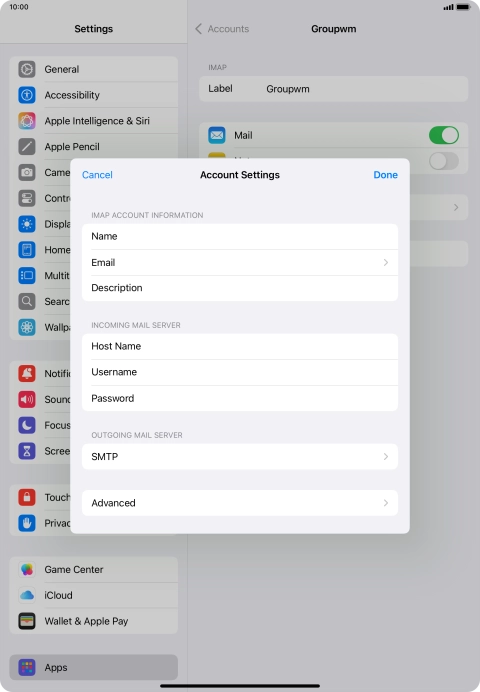Press SMTP. Press SMTP.