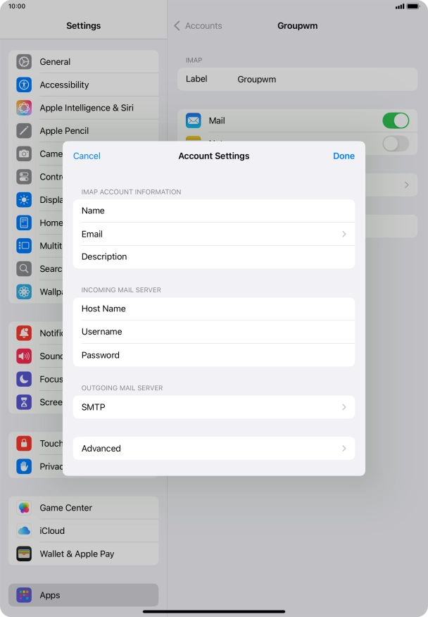 Press SMTP. Press SMTP.