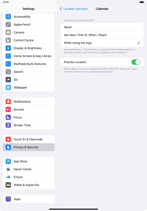 Press the required setting to turn the function on or off. Press the required setting to turn the function on or off.