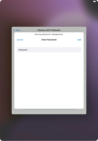 Key in the password for the Wi-Fi network and press Join. Key in the password for the Wi-Fi network and press Join.