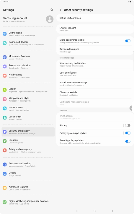 Press Set up SIM card lock. Press Set up SIM card lock.