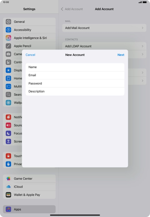 Press Description and key in the required name. Press Description and key in the required name.