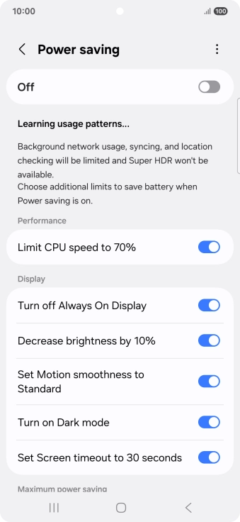 Press the indicators next to the required settings. Press the indicators next to the required settings.