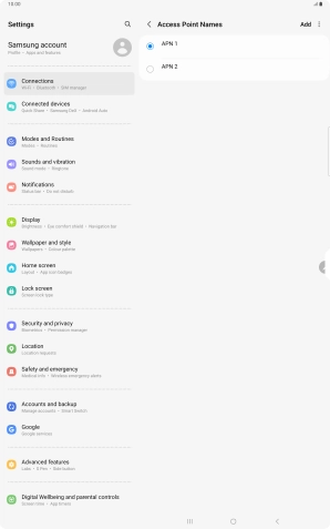 Press the field next to the data connection to activate it. Press the field next to the data connection to activate it.