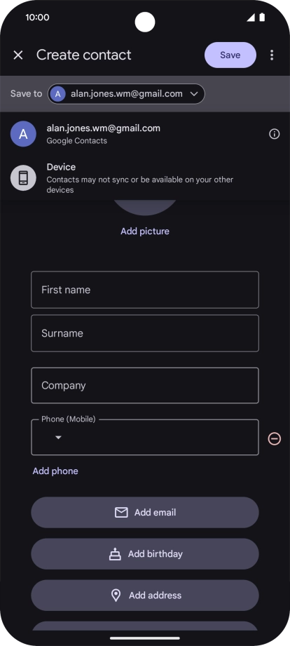 Press the required Google account. Press the required Google account.