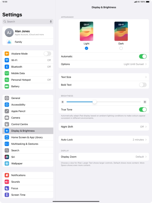 If you turn on the function, press Options and follow the instructions on the screen to select the required period of time for Dark Mode. If you turn on the function, press Options and follow the instructions on the screen to select the required period of time for Dark Mode.