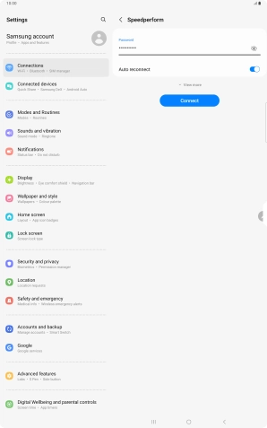 Key in the password for the Wi-Fi network and press Connect. Key in the password for the Wi-Fi network and press Connect.
