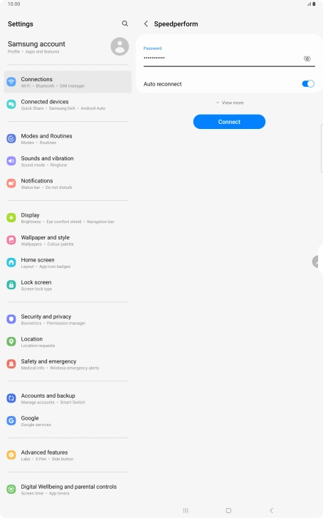 Key in the password for the Wi-Fi network and press Connect. Key in the password for the Wi-Fi network and press Connect.