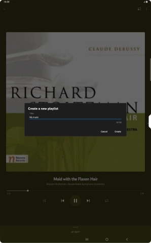 Key in a name for the playlist and press Create. Key in a name for the playlist and press Create.