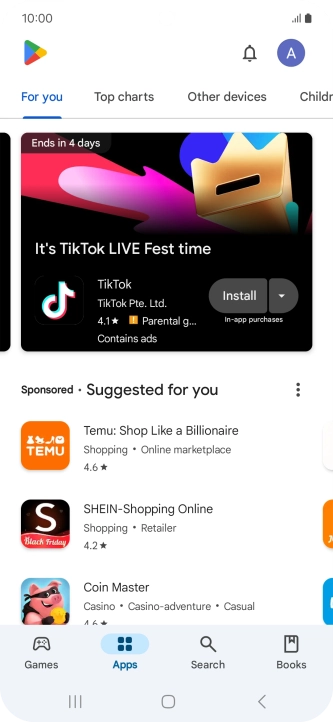Press the profile icon. Press the profile icon.