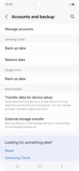 Press Manage accounts. Press Manage accounts.