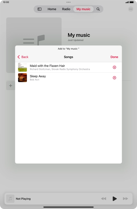 Go to the required category and press the add icon next to the required audio file. Go to the required category and press the add icon next to the required audio file.