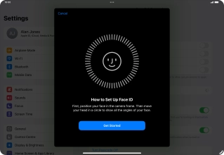 Press Get Started and follow the instructions on the screen to set up Face ID. Press Get Started and follow the instructions on the screen to set up Face ID.